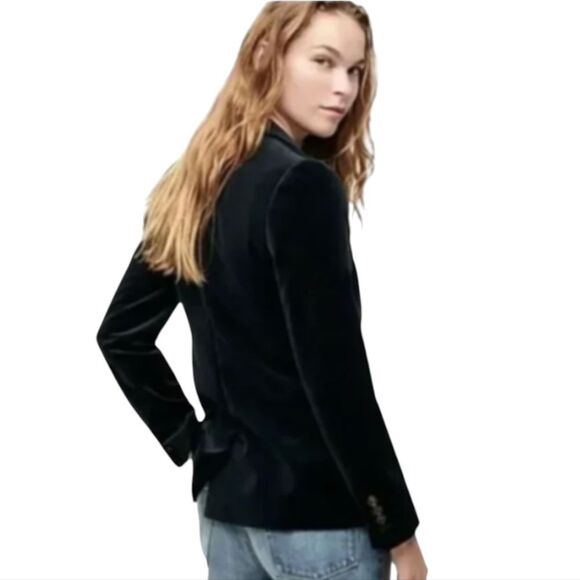 J. Crew Parke Black Velvet Blazer Suit Jacket Size 2 - Picture 2 of 12